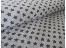 French Terry - Sterne hellgrau meliert